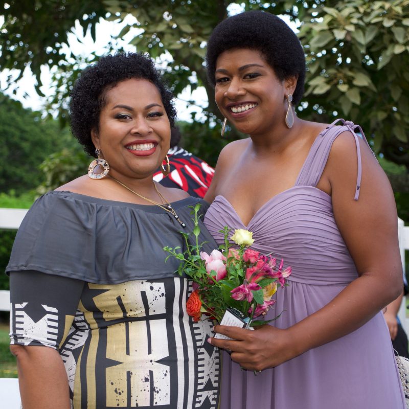 A beautiful smile with the bridesmaid